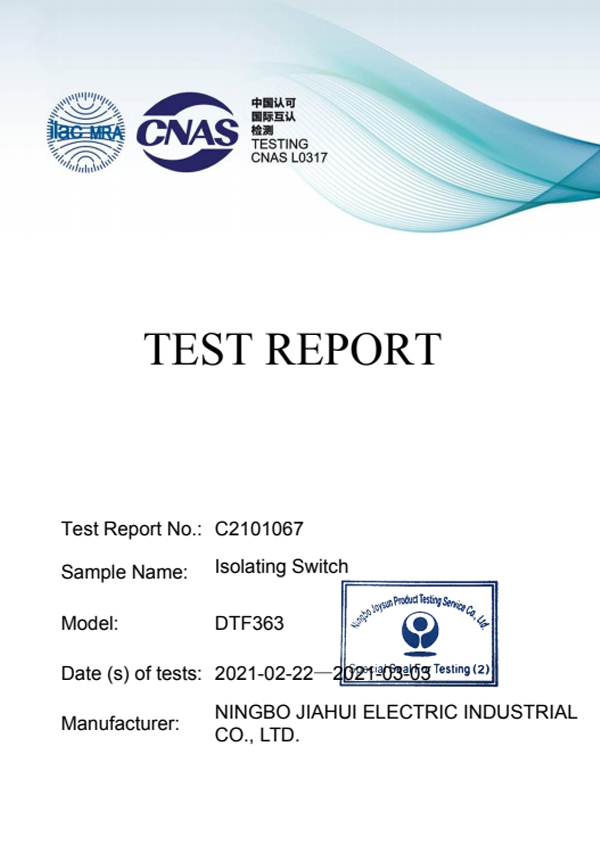 Isolating switch-Test report C2101067