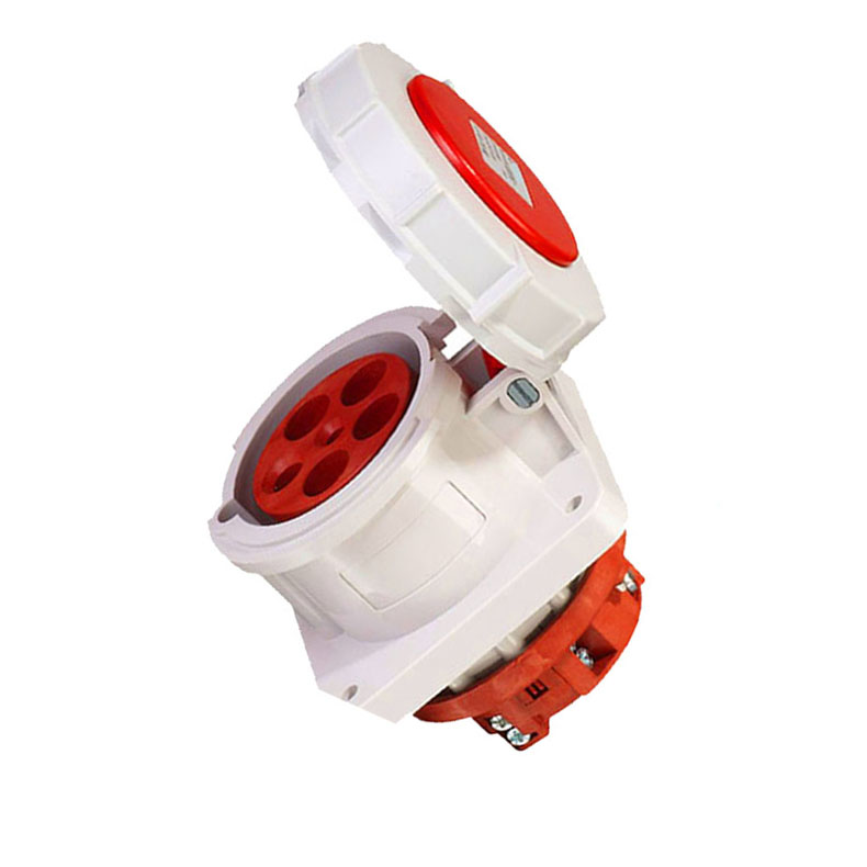 European JH1461 125A 5 Pin 3 Phase 3p+n+e 400V Waterproof Red Panel Mounting IP67 Inlaid Industrial Socket
